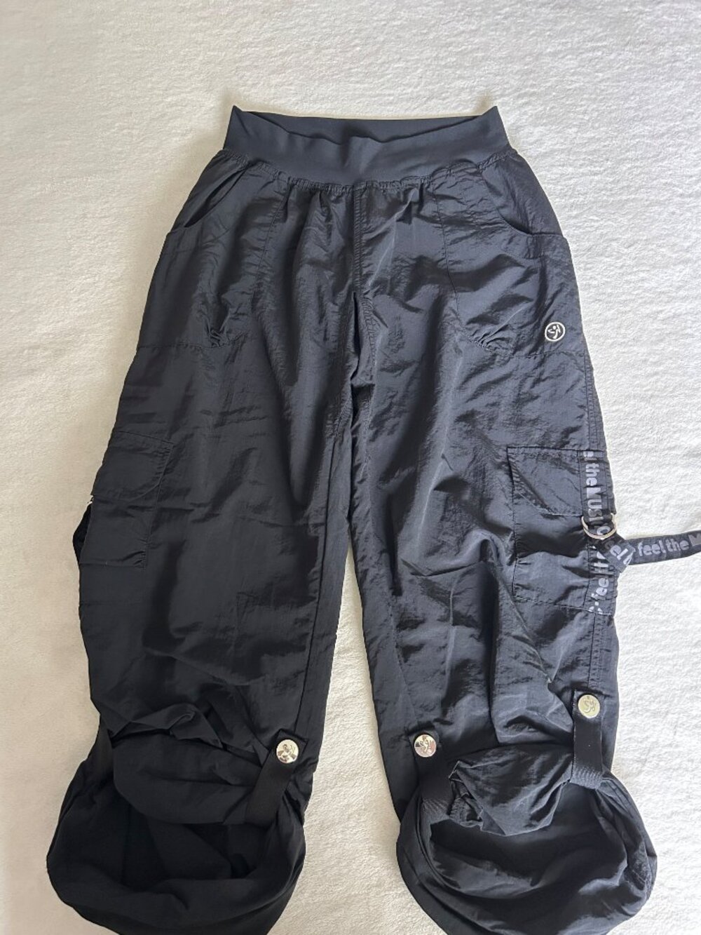 Zumba "Feel the Music" Workout Pants with Pockets and Adjustable Length (Size M)